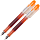 Set 2 stilouri de unica folosinta cu penita M, cerneala portocalie si corp transparent, 13.5 CM